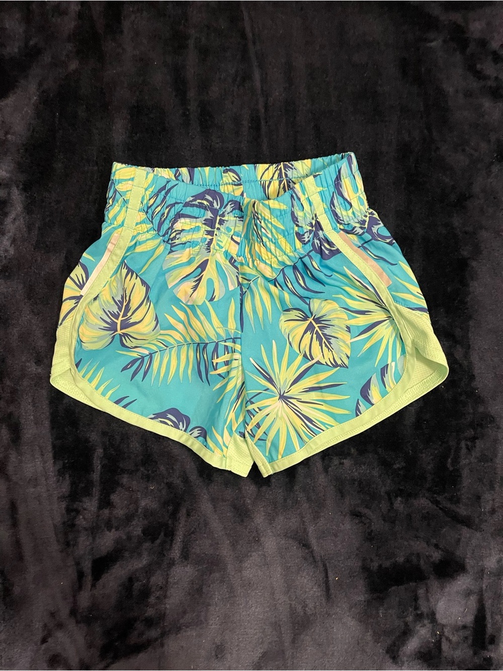 Athletic Works Tropical Leaf Active Shorts in Teal and Lime